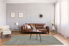 Grey Geometric Area Rug – Wool Viscose Carpet | Machine Made Modern Woven