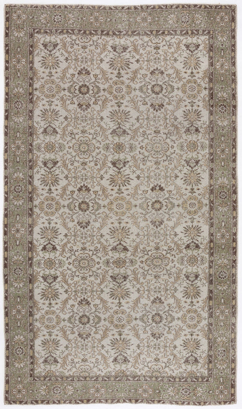 Atina Beige Vintage Wool Handmade Area Rug 5'9" x 9'9"