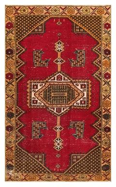 Kavala Red Classic Wool Handmade Area Rug 3'4" x 5'5"