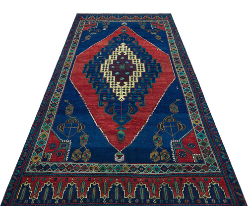 Kavala Blue Classic Wool Handmade Area Rug 5'3" x 8'7"