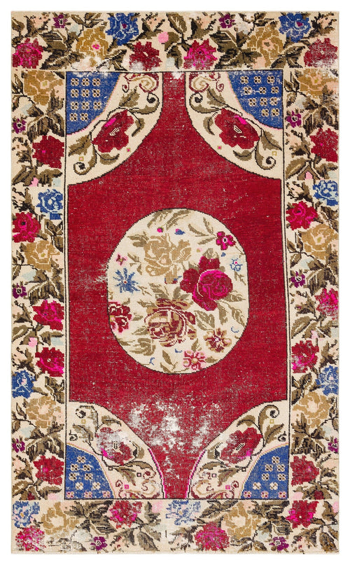 Kavala Red Classic Wool Handmade Area Rug 4'6" x 7'5"