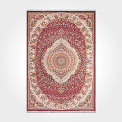 Chenille Kilim Rug – Washable Non Slip Flatweave Area Rug with Cream Frame