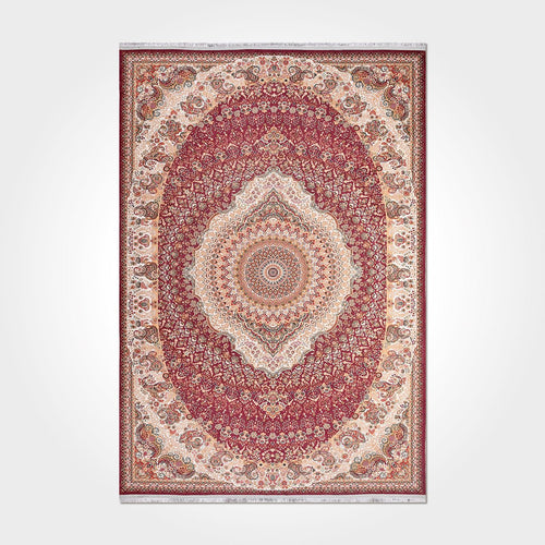 Chenille Kilim Rug – Washable Non Slip Flatweave Area Rug with Cream Frame