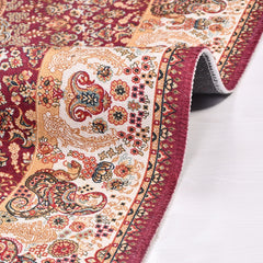 Chenille Kilim Rug – Washable Non Slip Flatweave Area Rug with Cream Frame