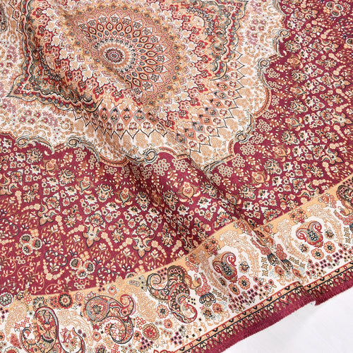 Chenille Kilim Rug – Washable Non Slip Flatweave Area Rug with Cream Frame