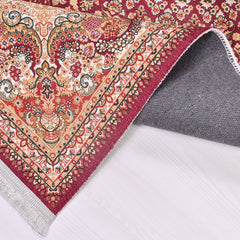 Chenille Kilim Rug – Washable Non Slip Flatweave Area Rug with Cream Frame