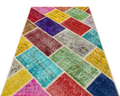 Iskece 35804 Beige Patchwork Wool Handmade Area Rug 4'0" x 6'0"