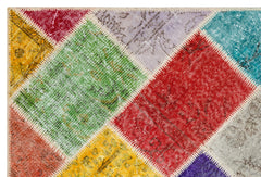 Iskece 35804 Beige Patchwork Wool Handmade Area Rug 4'0" x 6'0"