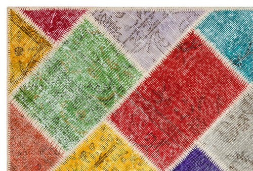 Iskece 35804 Beige Patchwork Wool Handmade Area Rug 4'0" x 6'0"