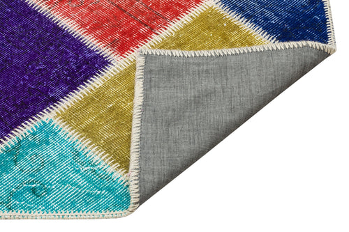 Iskece 35806 Beige Patchwork Wool Handmade Area Rug 4'0" x 5'11"