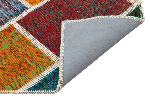 Iskece 35807 Beige Patchwork Wool Handmade Area Rug 4'0" x 6'1"