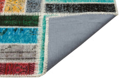 Iskece 35811 Beige Patchwork Wool Handmade Area Rug 5'4" x 8'0"