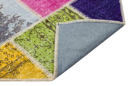 Iskece 35812 Beige Patchwork Wool Handmade Area Rug 5'3" x 7'8"