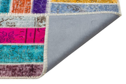 Iskece 35816 Beige Patchwork Wool Handmade Area Rug 5'4" x 8'0"