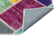 Iskece 35819 Beige Patchwork Wool Handmade Area Rug 5'3" x 7'8"