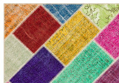 Iskece 35819 Beige Patchwork Wool Handmade Area Rug 5'3" x 7'8"