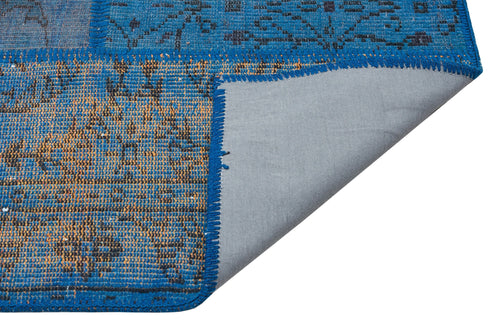 Iskece Blue Vintage Wool Handmade Area Rug 5'4" x 7'8"