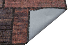 Iskece 35822 Brown Patchwork Wool Handmade Area Rug 5'4" x 7'8"