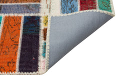 Iskece 35826 Beige Patchwork Wool Handmade Area Rug 5'3" x 8'0"