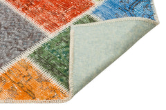 Iskece 35833 Beige Patchwork Wool Handmade Area Rug 5'4" x 7'7"