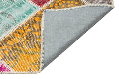 Iskece 35841 Beige Patchwork Wool Handmade Area Rug 5'2" x 7'8"