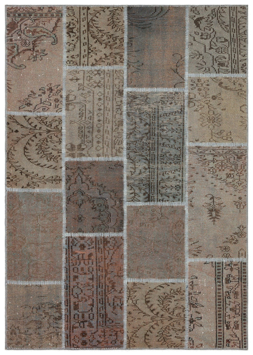 Iskece Grey Vintage Wool Handmade Area Rug 5'4" x 7'7"