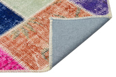 Iskece 35849 Beige Patchwork Wool Handmade Area Rug 5'3" x 7'8"