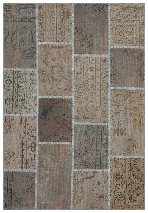 Iskece Grey Vintage Wool Handmade Area Rug 5'3" x 7'8"