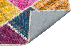 Iskece 35855 Beige Patchwork Wool Handmade Area Rug 5'3" x 7'9"