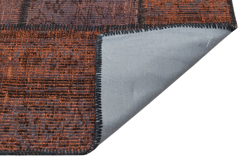 Iskece 35856 Brown Patchwork Wool Handmade Area Rug 5'3" x 7'7"