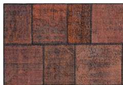 Iskece 35856 Brown Patchwork Wool Handmade Area Rug 5'3" x 7'7"