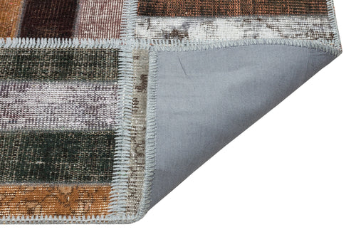 Iskece Brown Vintage Wool Handmade Area Rug 5'3" x 8'0"