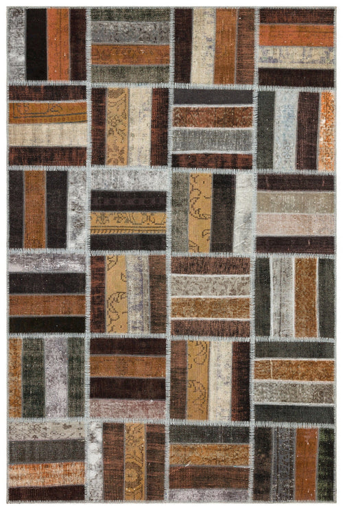 Iskece Brown Vintage Wool Handmade Area Rug 5'3" x 8'0"