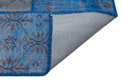 Iskece 35871 Blue Patchwork Wool Handmade Area Rug 5'4" x 7'7"