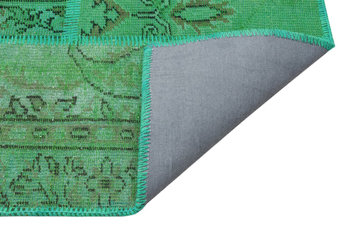 Iskece Green Vintage Wool Handmade Area Rug 5'3" x 7'8"