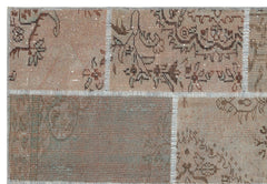 Iskece 35879 Brown Patchwork Wool Handmade Area Rug 5'3" x 7'7"