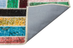 Iskece 35882 Beige Patchwork Wool Handmade Area Rug 5'3" x 8'0"