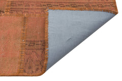 Iskece 35883 Brown Patchwork Wool Handmade Area Rug 5'4" x 7'8"