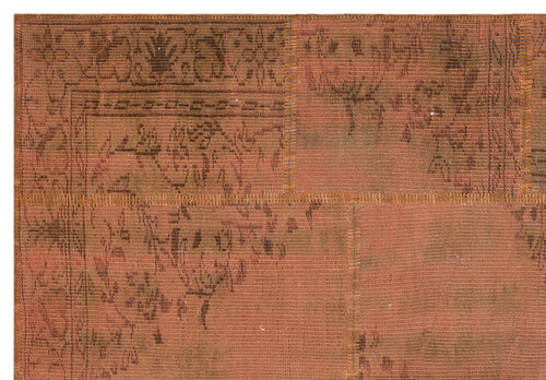 Iskece 35883 Brown Patchwork Wool Handmade Area Rug 5'4" x 7'8"