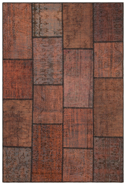 Iskece Brown Vintage Wool Handmade Area Rug 5'3" x 7'7"