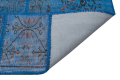 Iskece 35887 Blue Patchwork Wool Handmade Area Rug 5'4" x 7'7"