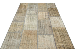 Iskece 35888 Beige Patchwork Wool Handmade Area Rug 5'3" x 7'7"