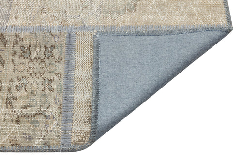 Iskece Beige Vintage Wool Handmade Area Rug 5'3" x 7'7"