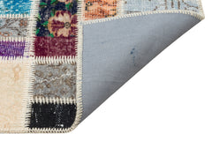 Iskece 35893 Beige Patchwork Wool Handmade Area Rug 5'11" x 9'5"