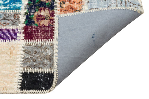 Iskece 35893 Beige Patchwork Wool Handmade Area Rug 5'11" x 9'5"