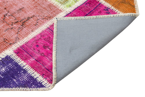 Iskece 35895 Beige Patchwork Wool Handmade Area Rug 4'8" x 12'6"