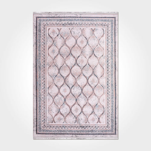 Chenille Area Rug - Washable Non Slip Navy Beige Kilim Style Carpet Frame