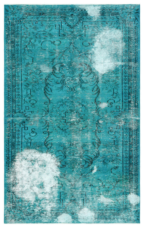 Atina Turquoise Vintage Wool Handmade Area Rug 5'1" x 8'4"