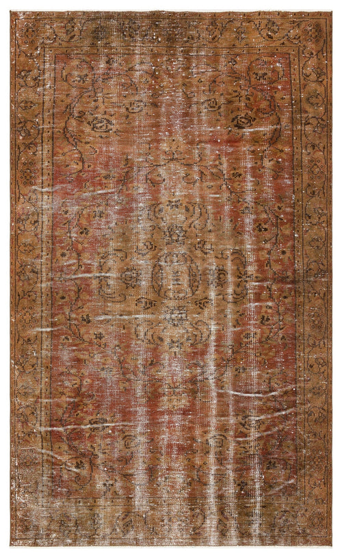 Atina Brown Vintage Wool Handmade Area Rug 5'0" x 8'2"