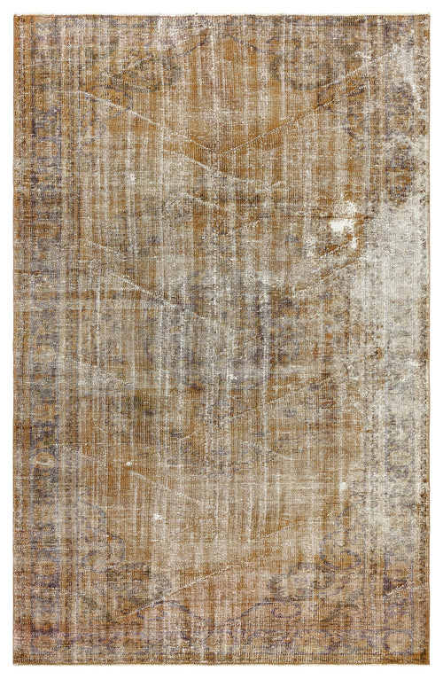 Atina Brown Vintage Wool Handmade Area Rug 5'1" x 7'8"